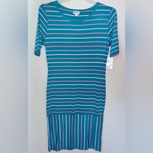 13. Lularoe teal with pink, blue and purple stripes